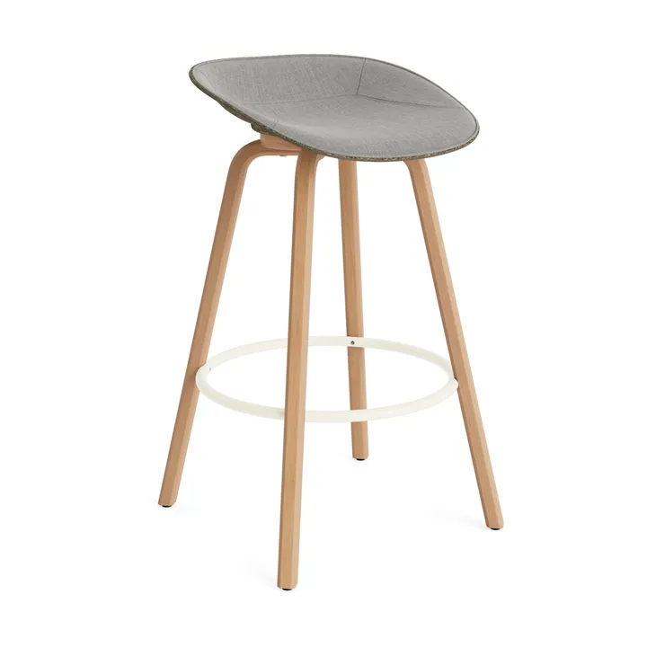 Mat Barstool barstol frontpolstret 75 cm - Remix 133-seaweed-beech-cream steel - Normann Copenhagen