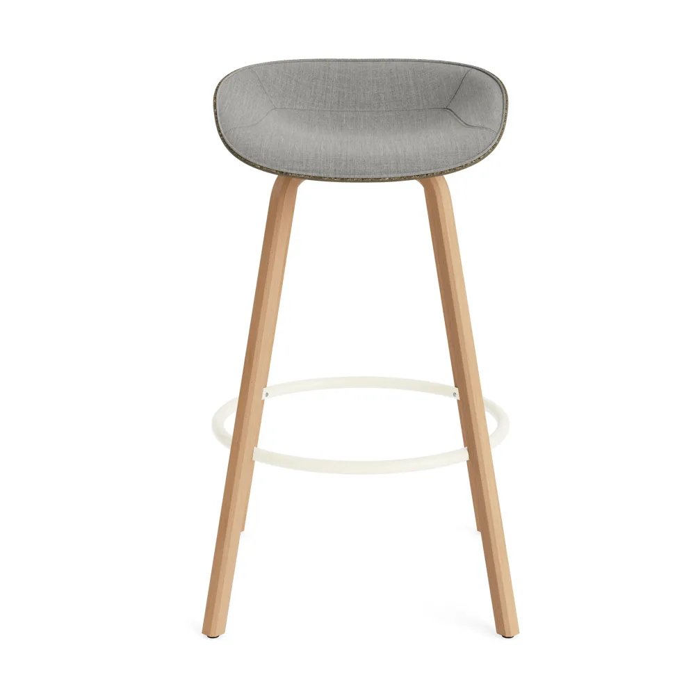 Mat Barstool barstol frontpolstret 75 cm, Remix 133-seaweed-beech-cream steel Normann Copenhagen