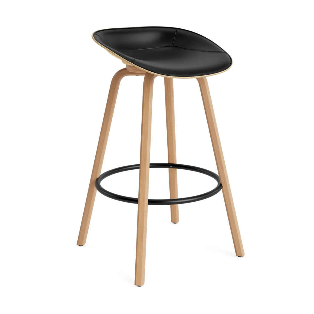 Mat Barstool barstol frontpolstret 75 cm, Ultra 41599-hemp-beech-black steel Normann Copenhagen