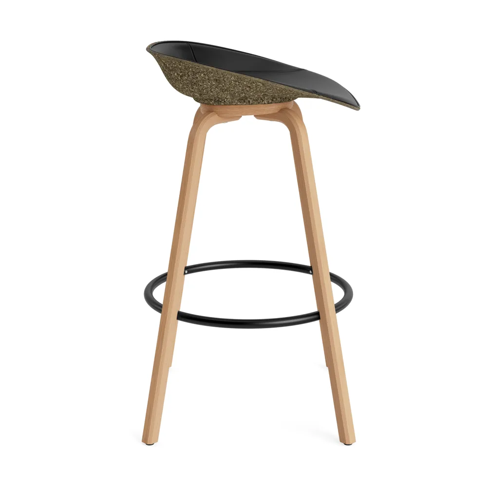 Mat Barstool barstol frontpolstret 75 cm, Ultra 41599-seaweed-beech-black steel Normann Copenhagen