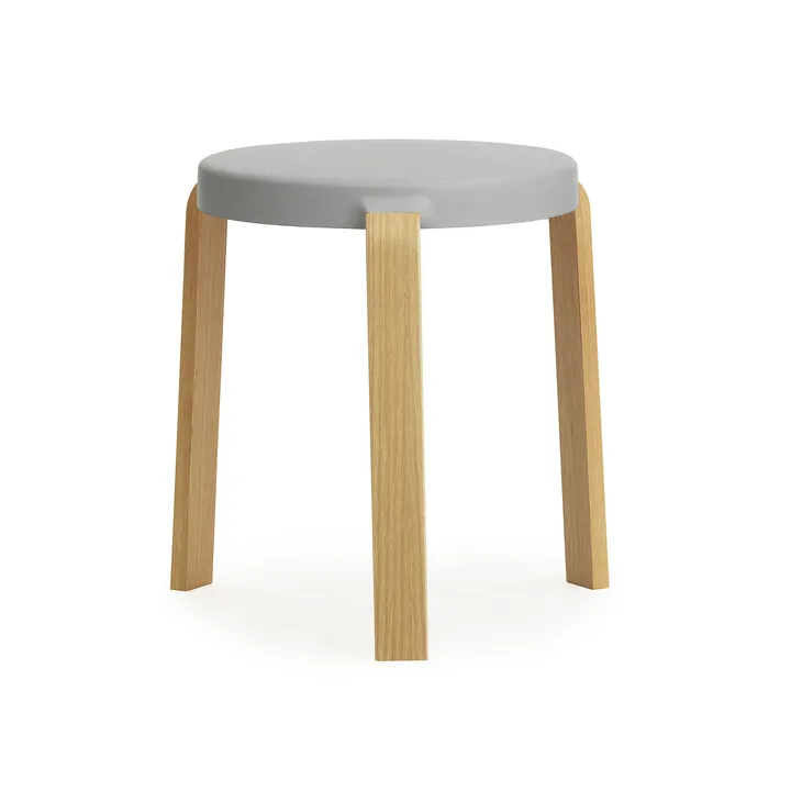 Tap rund skammel - Grå-eg, Ø41x43 cm - Normann Copenhagen