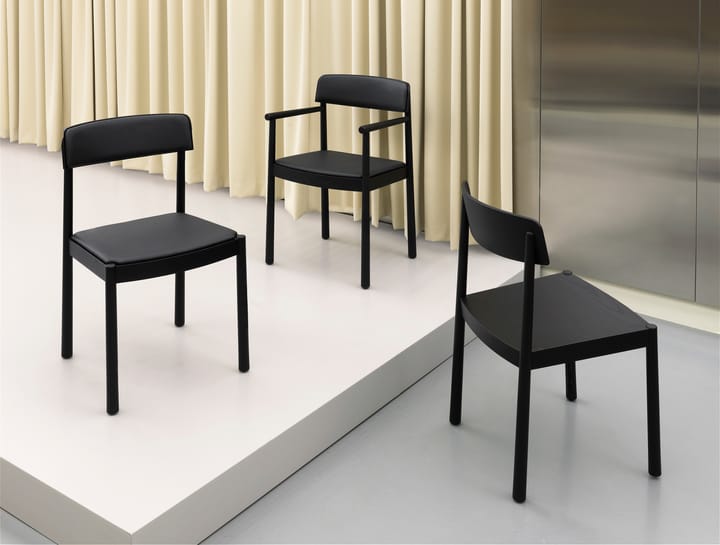 Timb stol med hynde, Black/Ultra leather - Black Normann Copenhagen