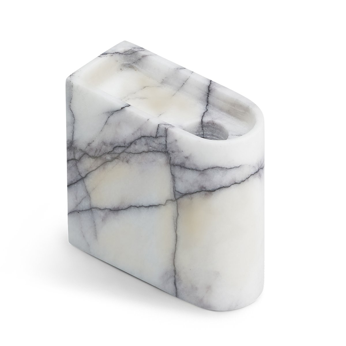 Northern Monolith lysholder low Mixed white marble
