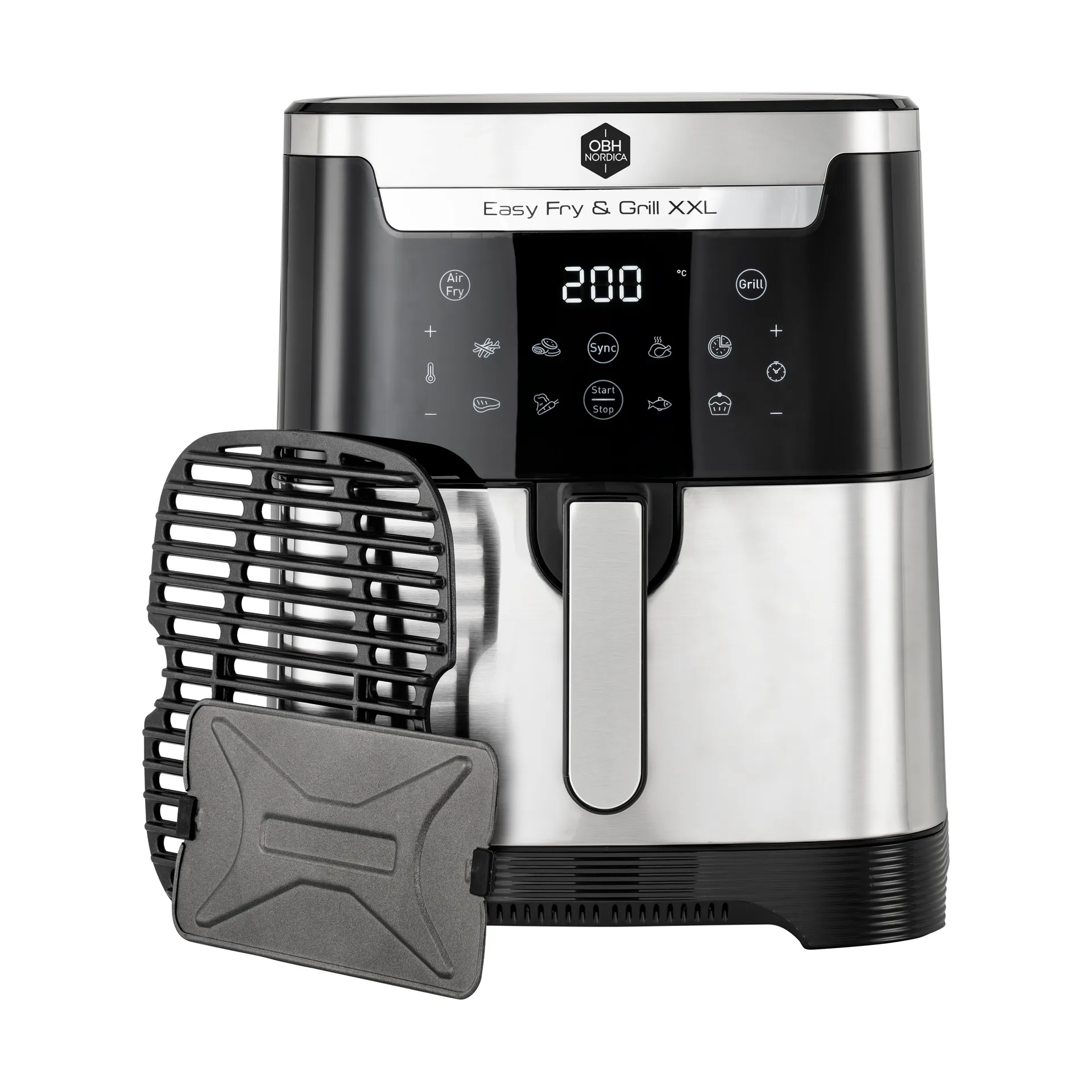 Easy Fry & Grill XXL 2-in-1 airfryer, Rustfrit stål OBH Nordica