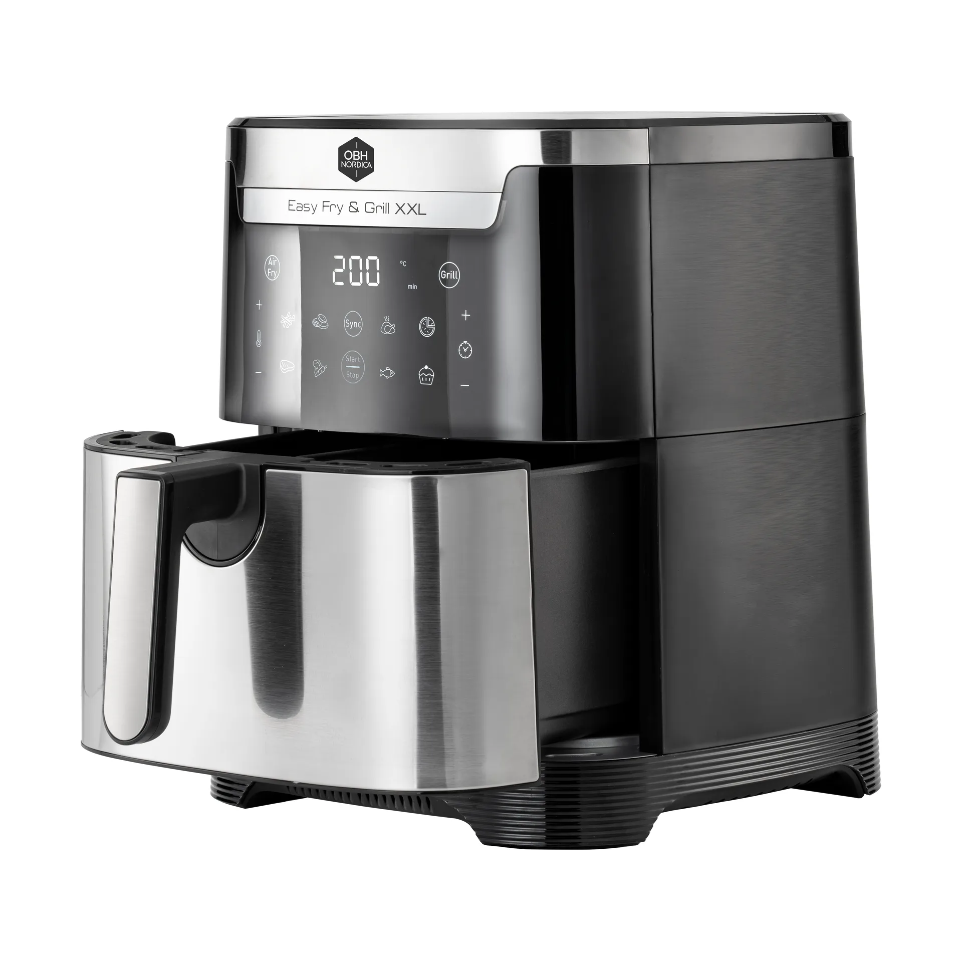 Easy Fry & Grill XXL 2-in-1 airfryer, Rustfrit stål OBH Nordica