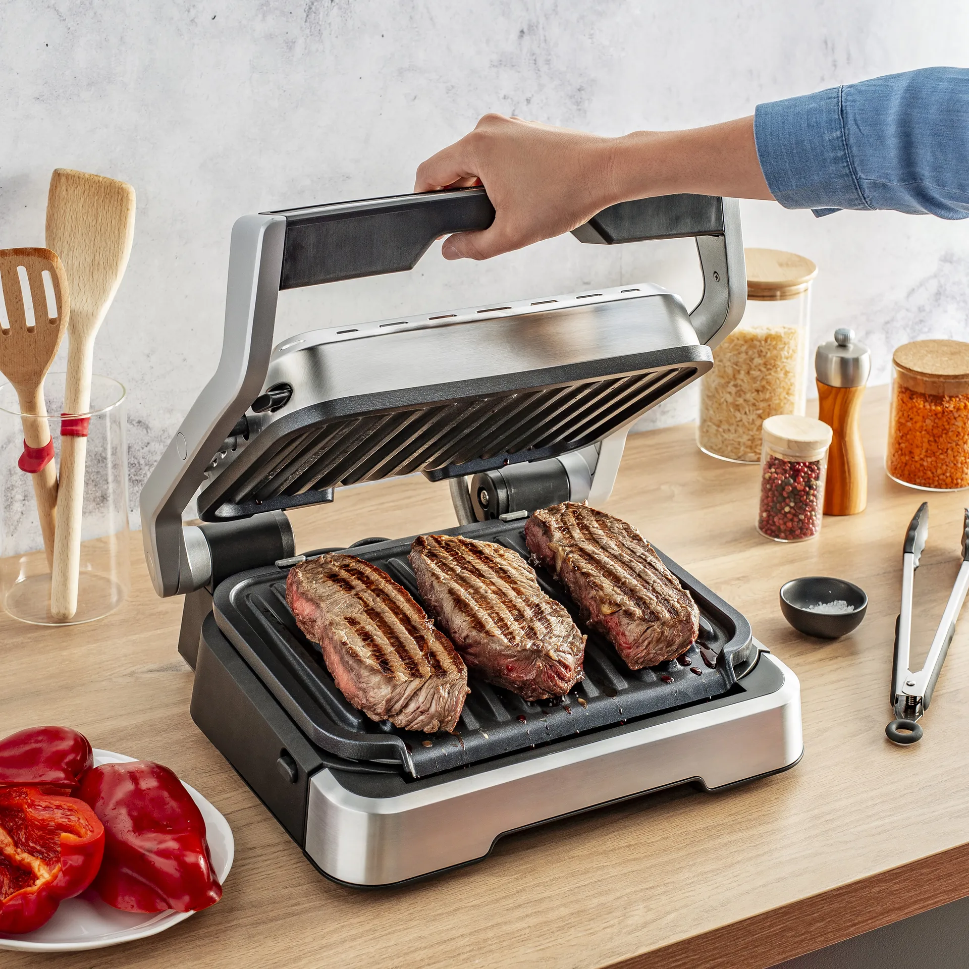 Optigrill GO772DS0 2-in-1 bordgrill, Rustfrit stål OBH Nordica