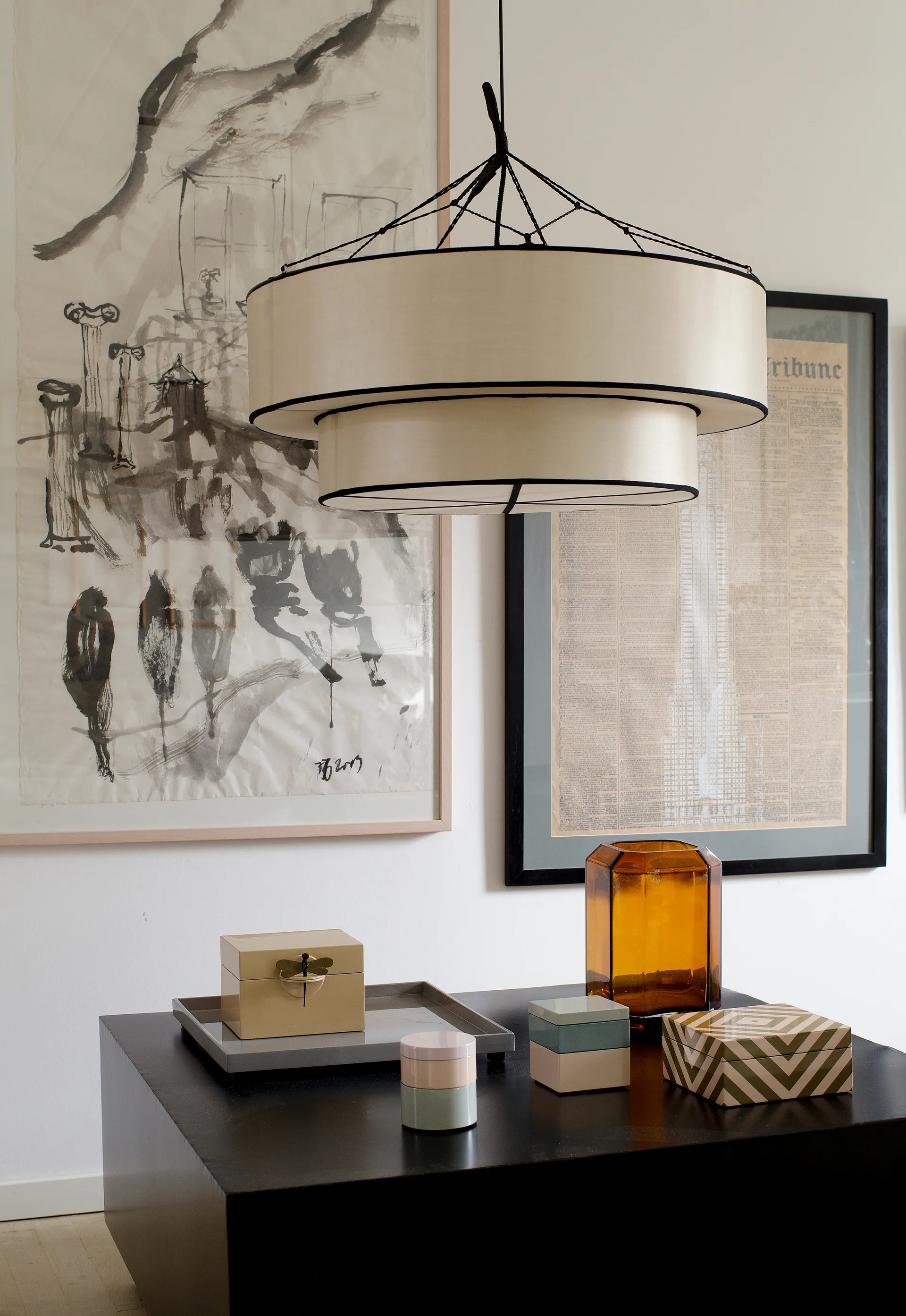 Indochina Classic Tophat lampeskærm, Kit-black Oi Soi Oi