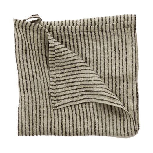 Stripe viskestykke i linned 45x65 cm - Sort-sand - Olsson & Jensen