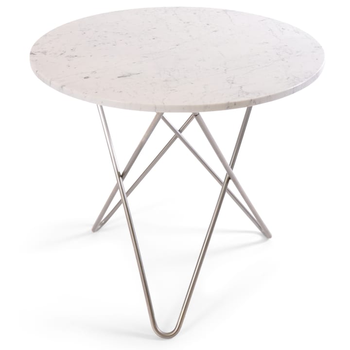 O Table spisebord Ø80 cm, Rustfrit stål-hvid marmor OX Denmarq