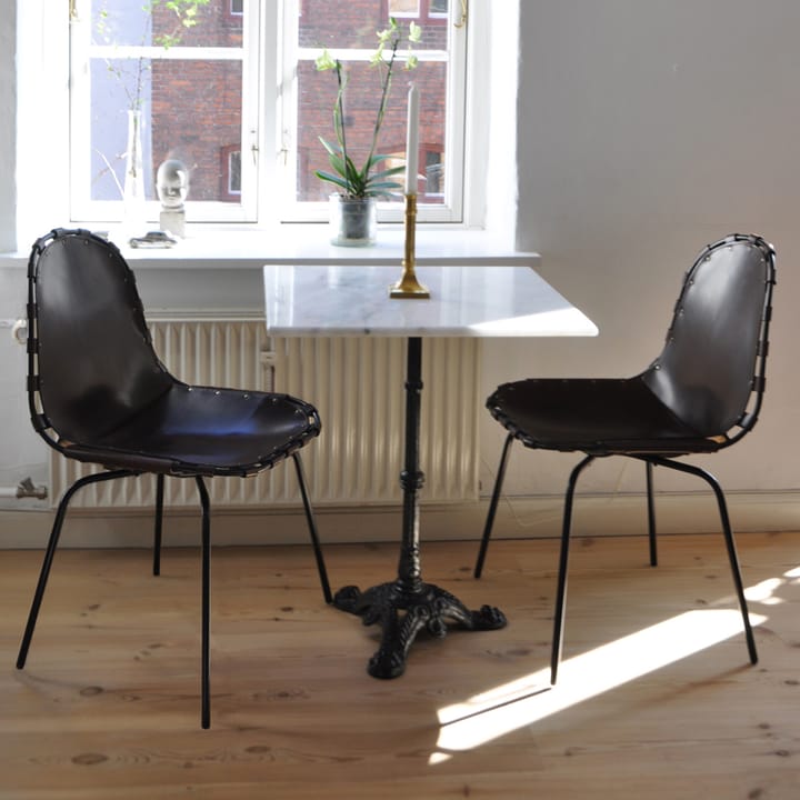 Stretch stol, læder mocca, sort understel OX Denmarq