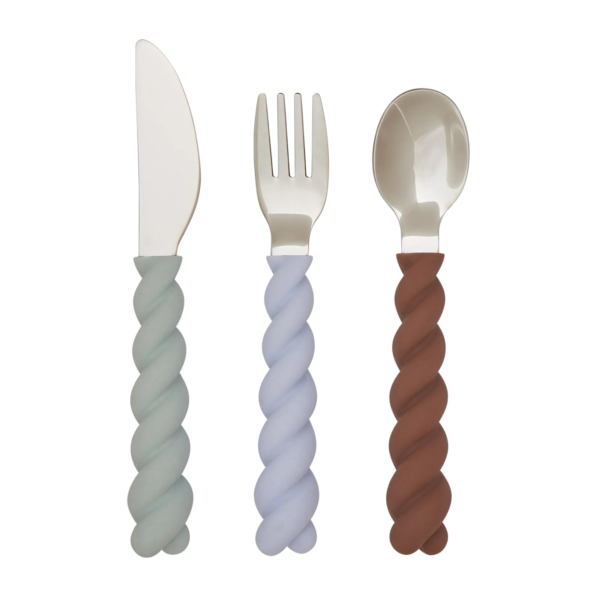 Mellow børnebestik 3 dele, Pale Mint/Choko/Ice Blue OYOY