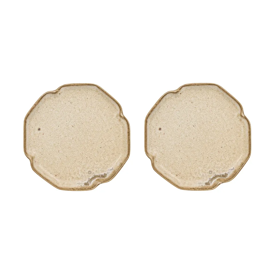 Nori desserttallerken 13x15 cm 2-pak, Latte OYOY