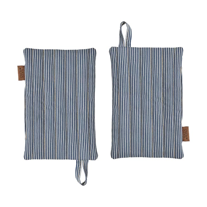 Striped denim grydelapper 2-pak, Blue OYOY