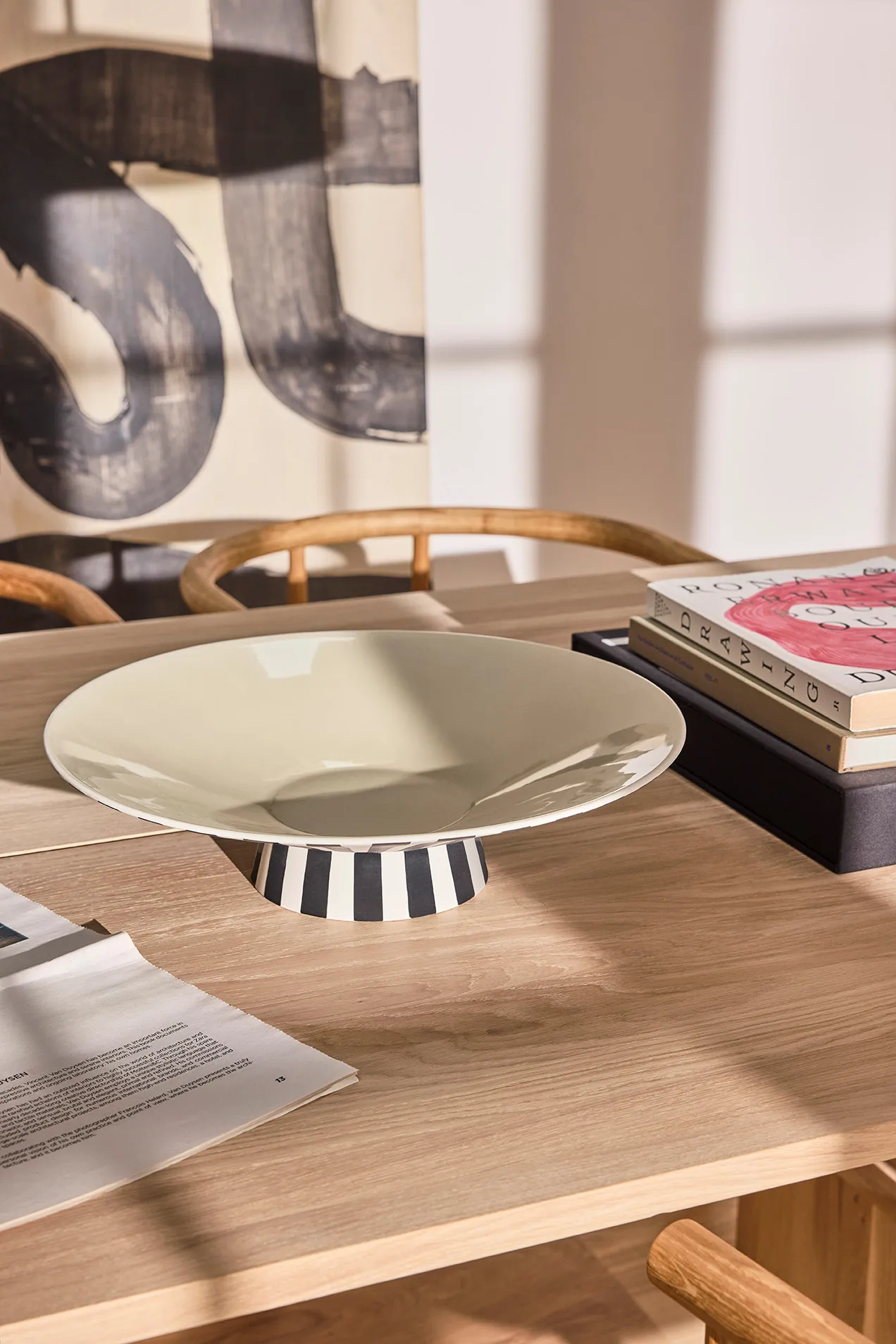 Toppu centerpiece lav Ø39x10,5 cm, Vanilla-black-white OYOY