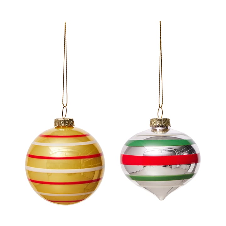 Vintage christmas glass ball No. 3 julekugle 2 dele, Flerfarvet OYOY
