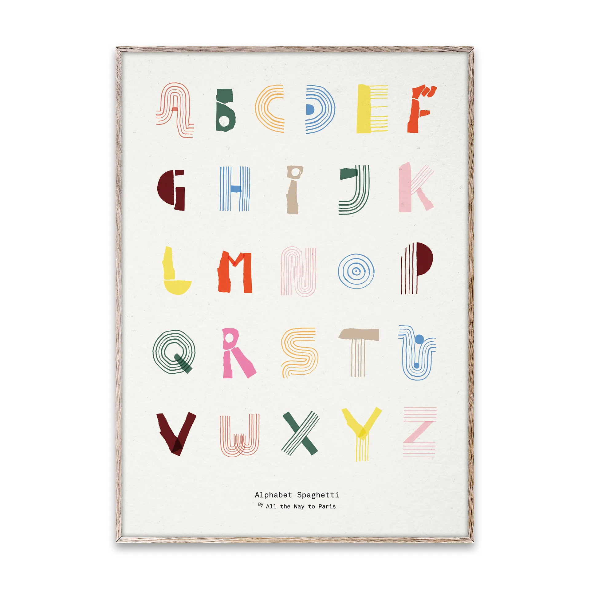 Alphabet Spaghetti ENG Multi-colour plakat, 50x70 cm Paper Collective