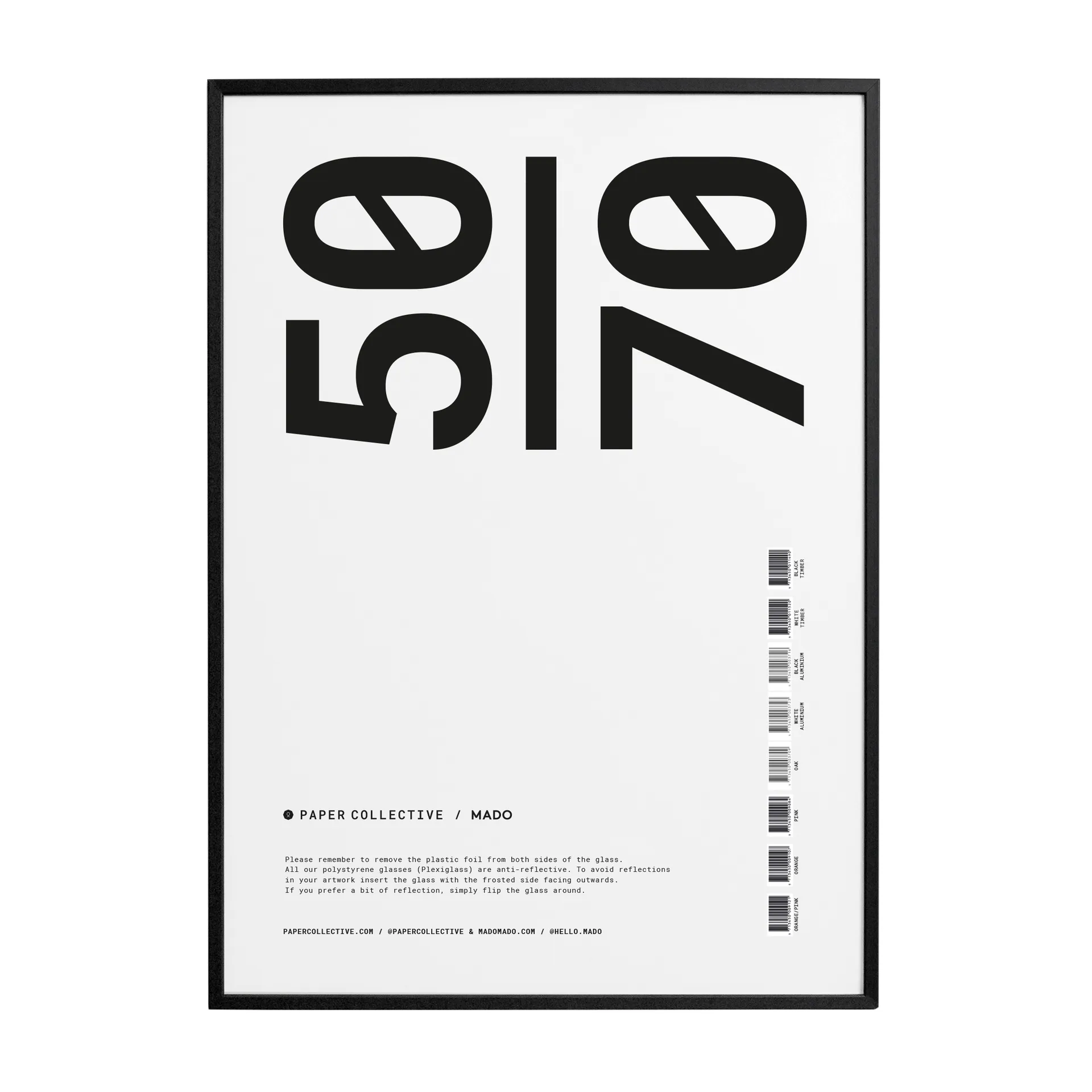 Paper Collective ramme plexiglas-sort, 50x70 cm Paper Collective