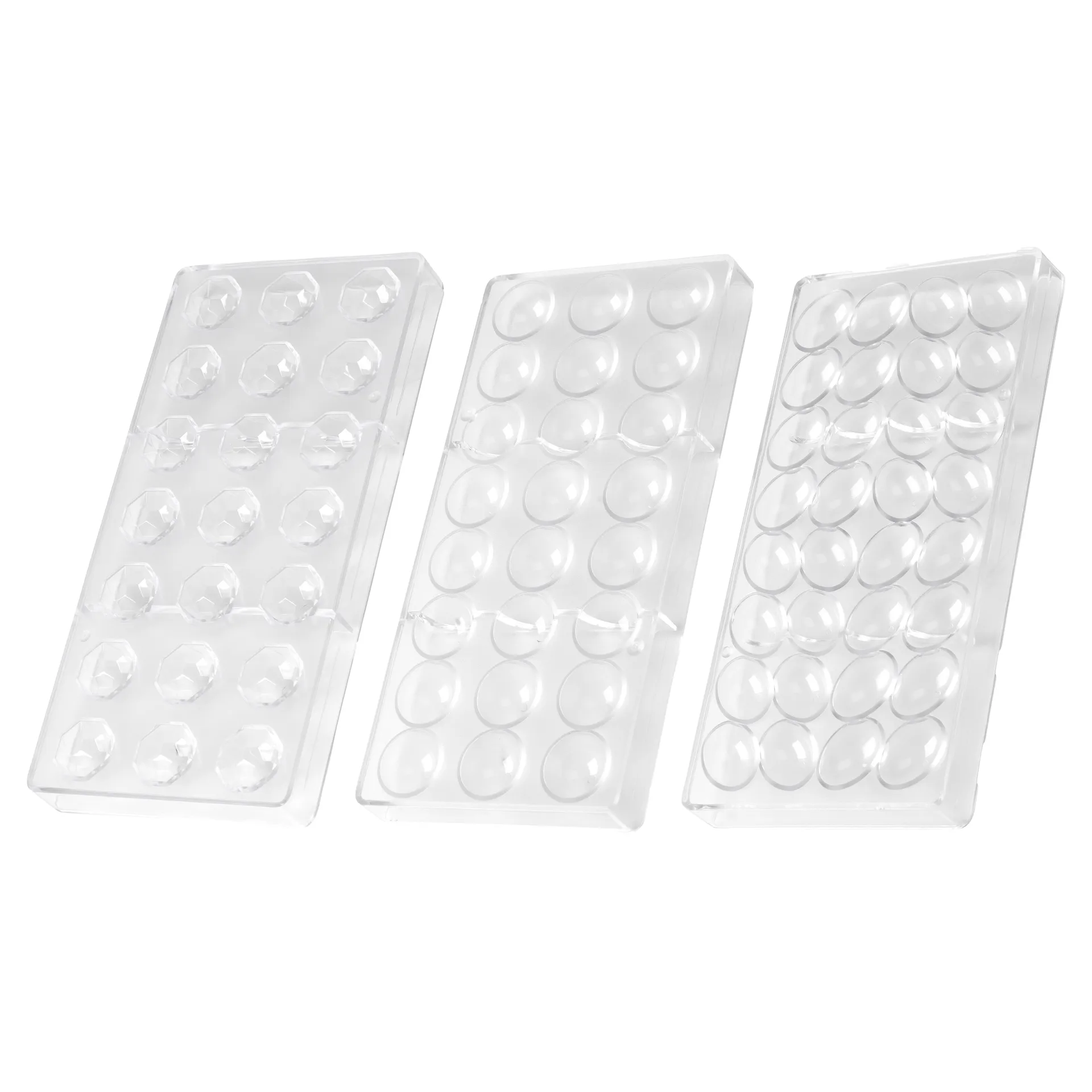 Chokoladeform sæt diamant/rund/æg 3 stk, Klar Patisse