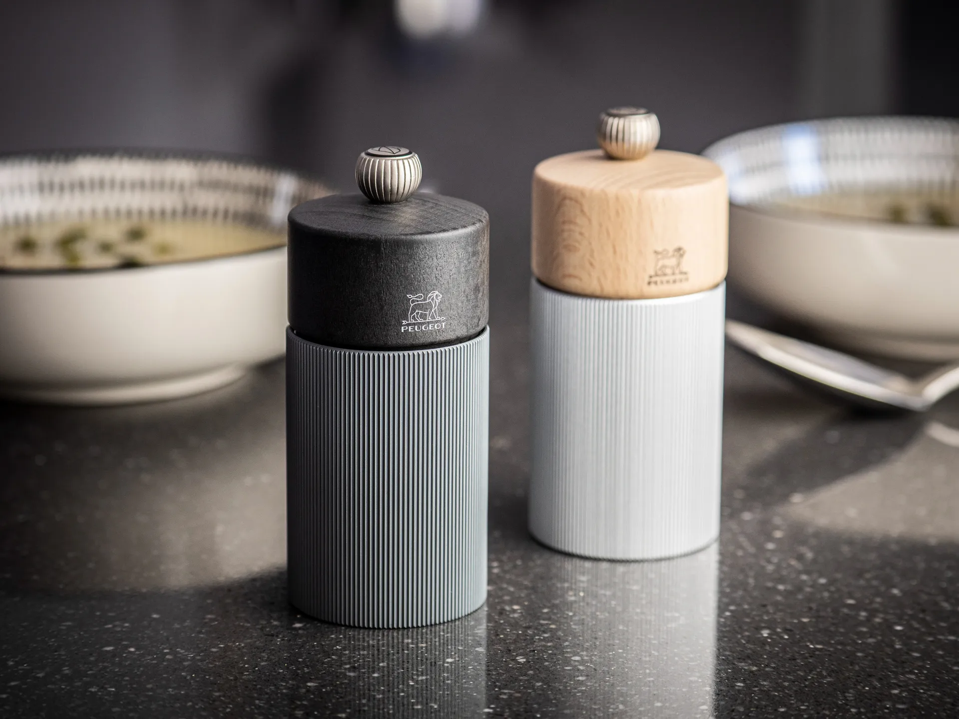 Line Natural saltkværn 12 cm, Wood/Aluminium Peugeot