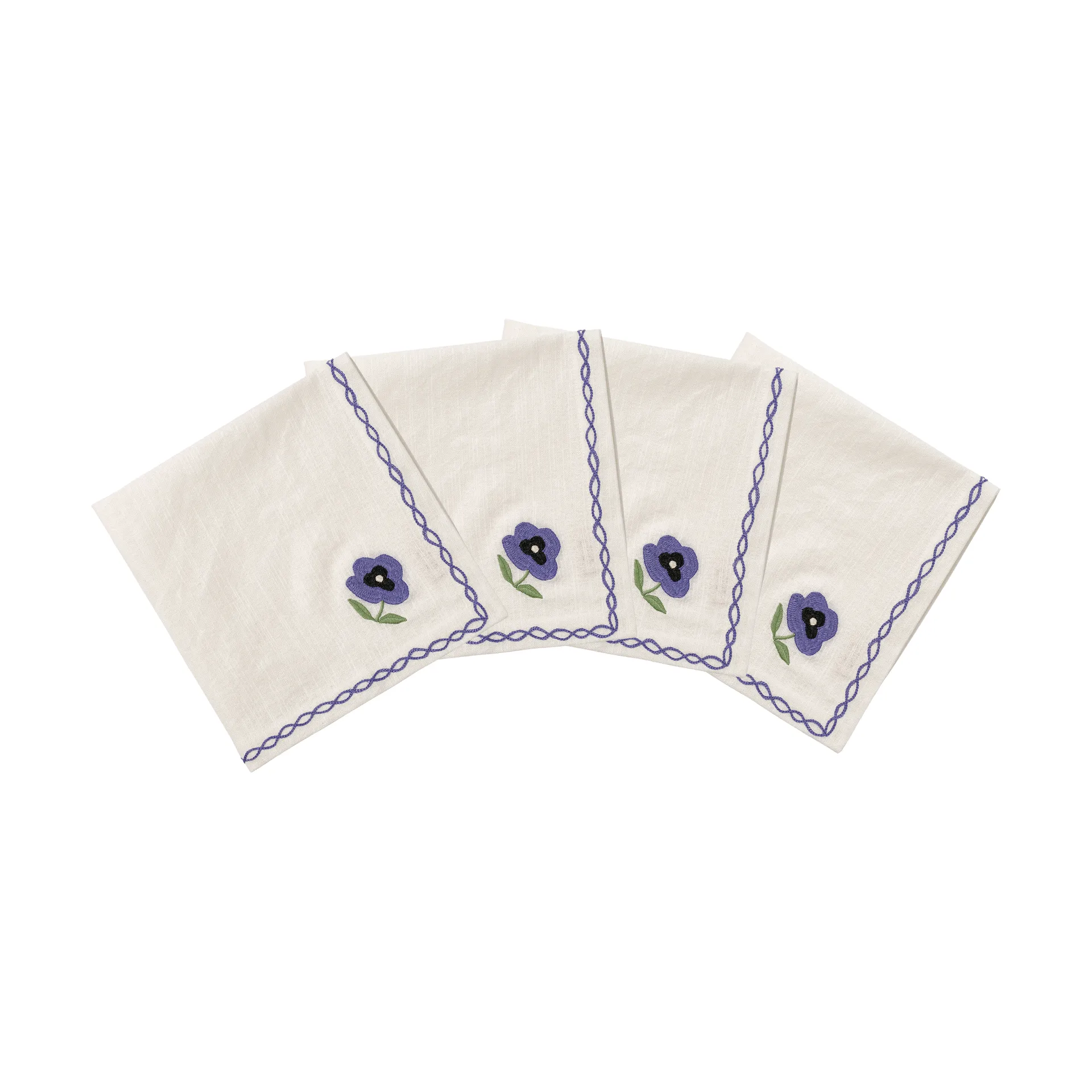 Madelen Möllard Pansy bomuldsserviet, Blue, 4-pak, 45x45 cm Pick a Poppy