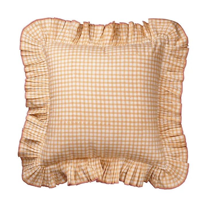 Vichy pude - Light Yellow, 40x40 cm - Pick a Poppy
