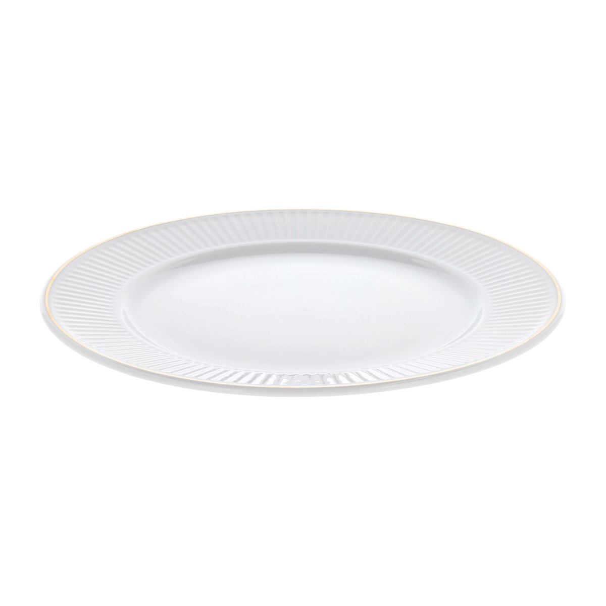 Pillivuyt Plissé tallerken med guldkant Ø22 cm Hvid