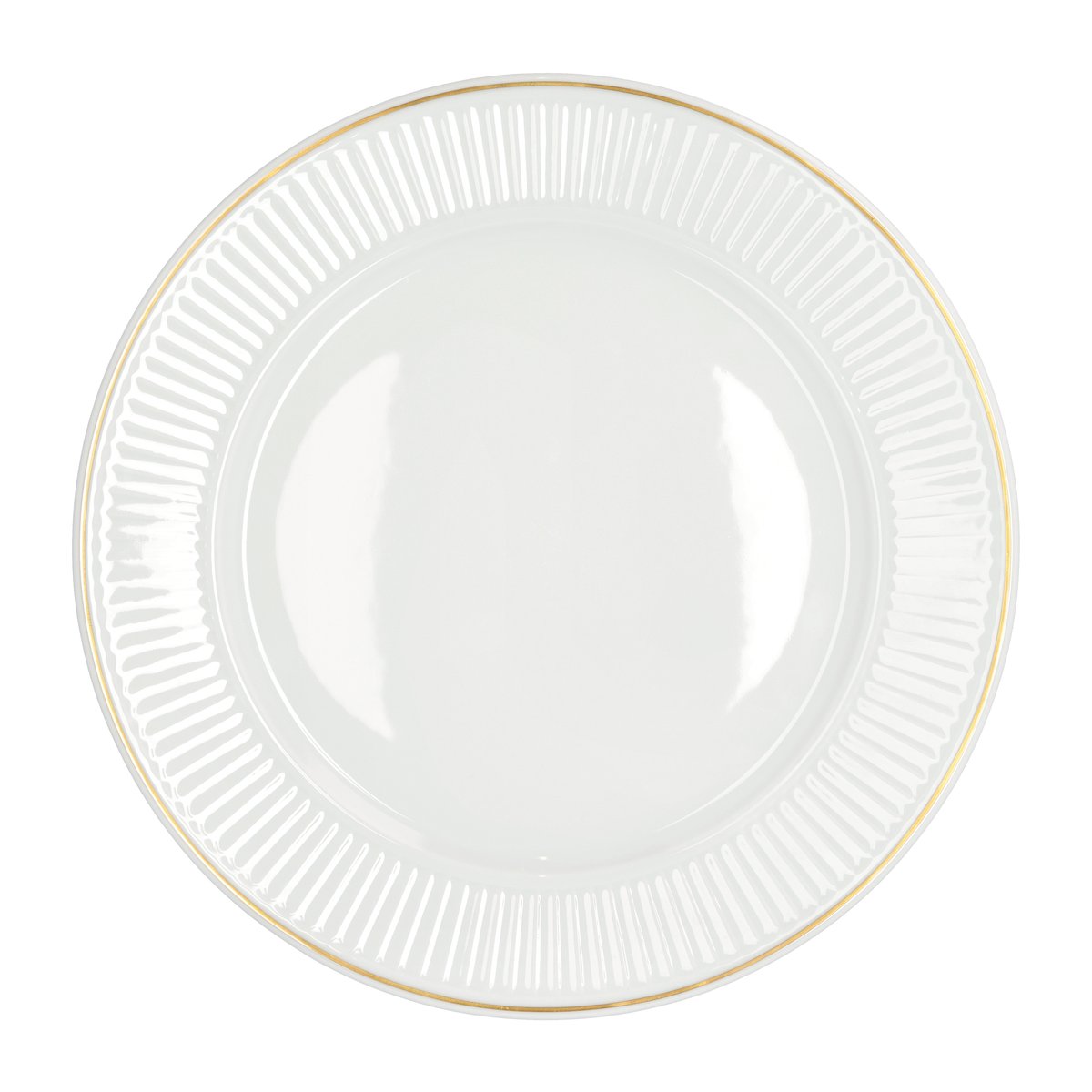 Pillivuyt Plissé tallerken med guldkant Ø28 cm Hvid