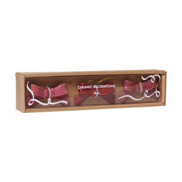 Bow dekorationsophæng 3 dele - Rød-lyserød - Pluto Design