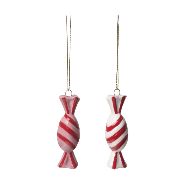 Candy dekorationsophæng 2 dele - Rød-hvid - Pluto Design