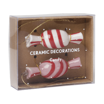 Candy dekorationsophæng 2 dele - Rød-hvid - Pluto Design
