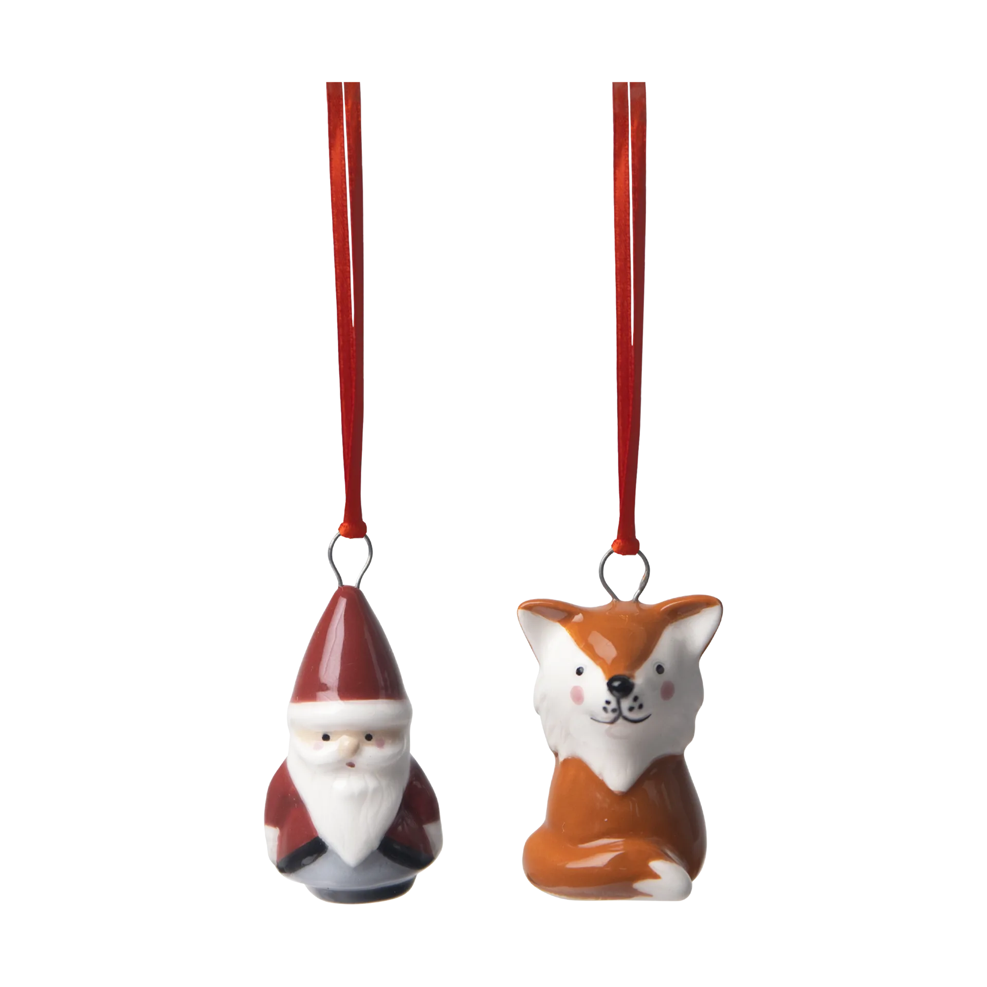 Fox & Santa dekorationsophæng 2 dele, Rød-hvid-brun Pluto Design