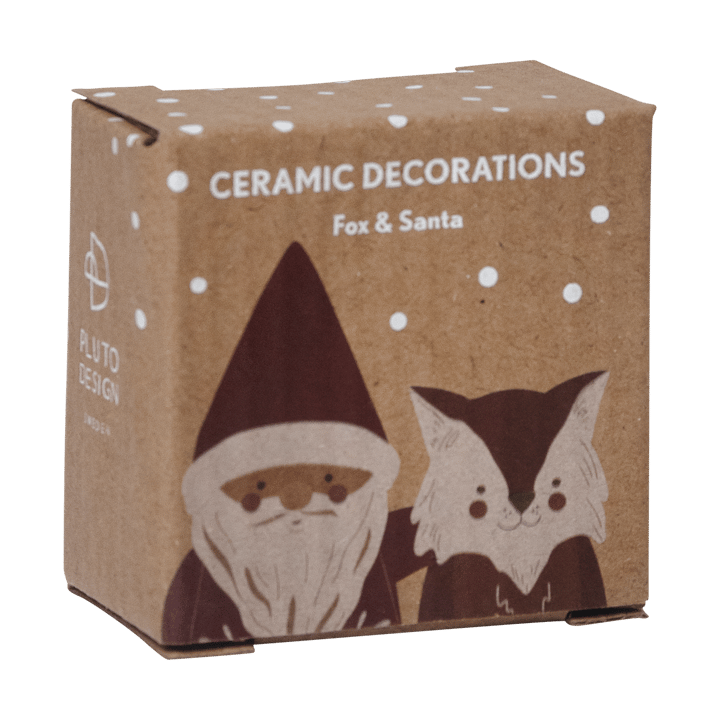 Fox & Santa dekorationsophæng 2 dele, Rød-hvid-brun Pluto Design