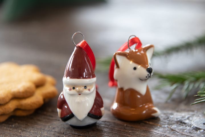Fox & Santa dekorationsophæng 2 dele, Rød-hvid-brun Pluto Design