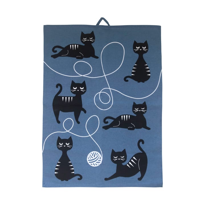 Kattefamilien viskestykke 50x70 cm, Blå-sort-hvid Pluto Design