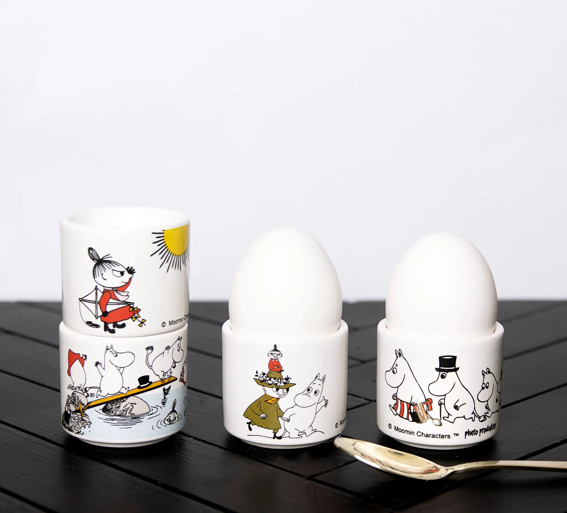 Mumi farvet æggebæger 4 dele, Hvid med motiv Pluto Design