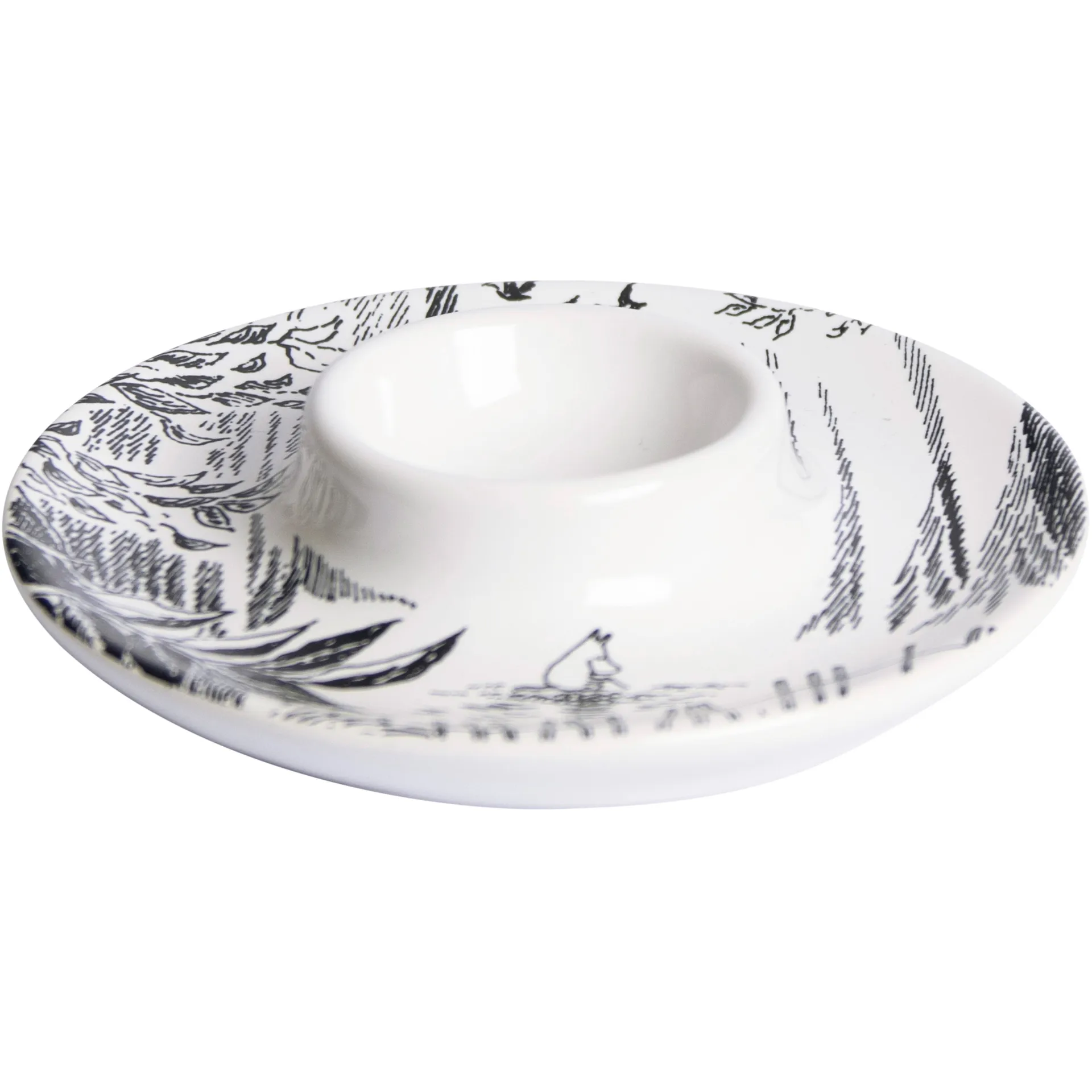 Mumi æggebæger med underkop, Sort/Hvid Pluto Design