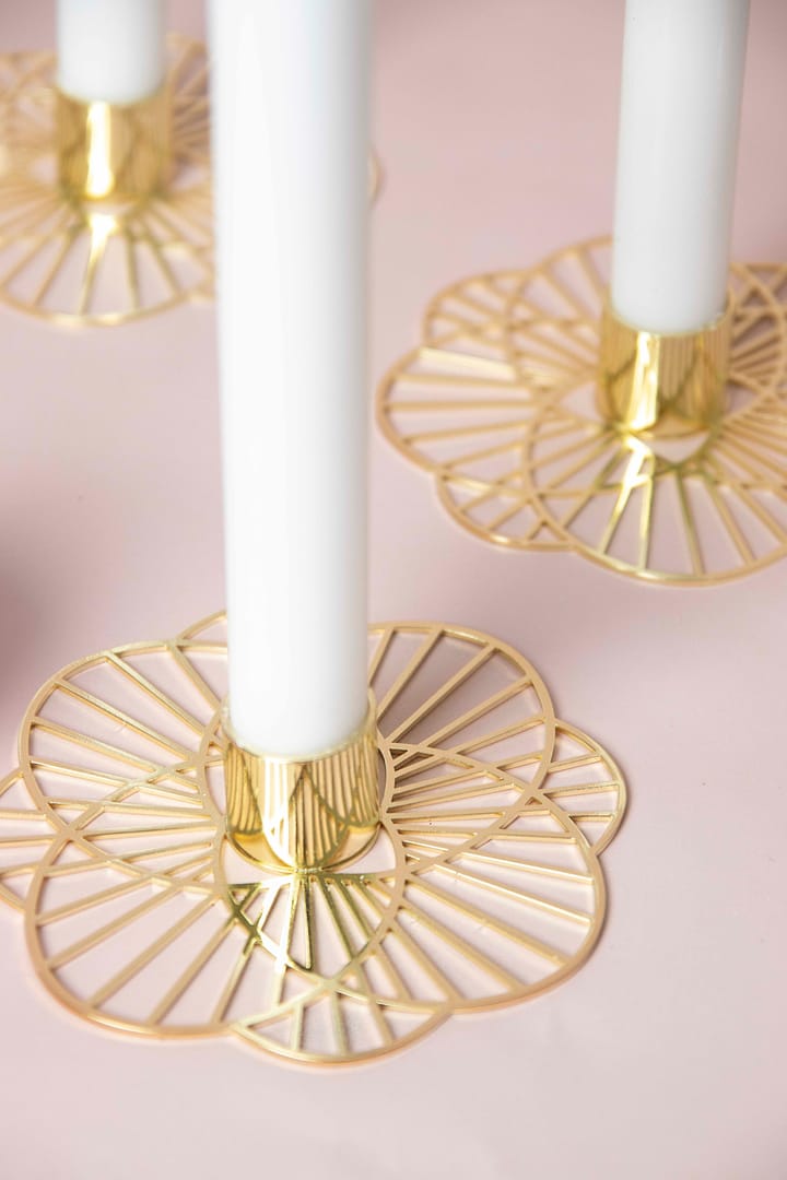 Sun lysestage med fod, Guld Pluto Design