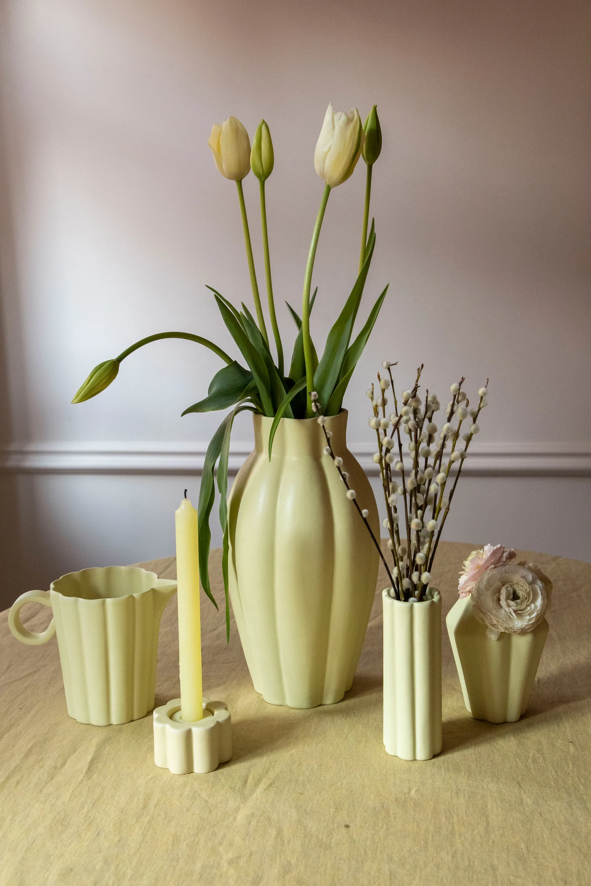 Birgit vase/fyrfadsstage 5 cm, Pale Yellow PotteryJo
