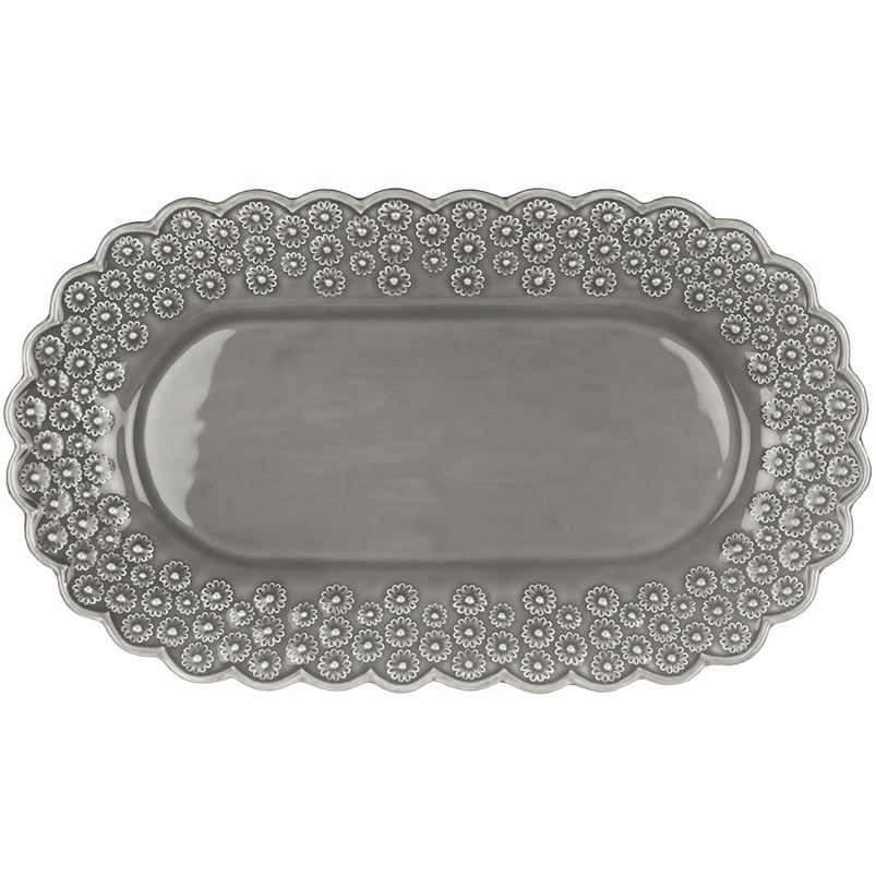 PotteryJo Ditsy ovalt serveringsfad Soft grey (grå)