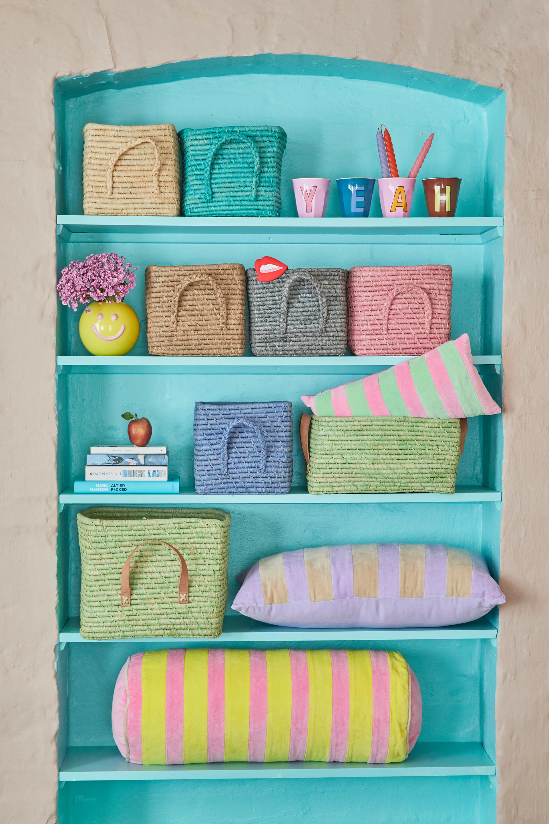 Rice bastkurv med håndtag 20x20 cm, Dark grey RICE