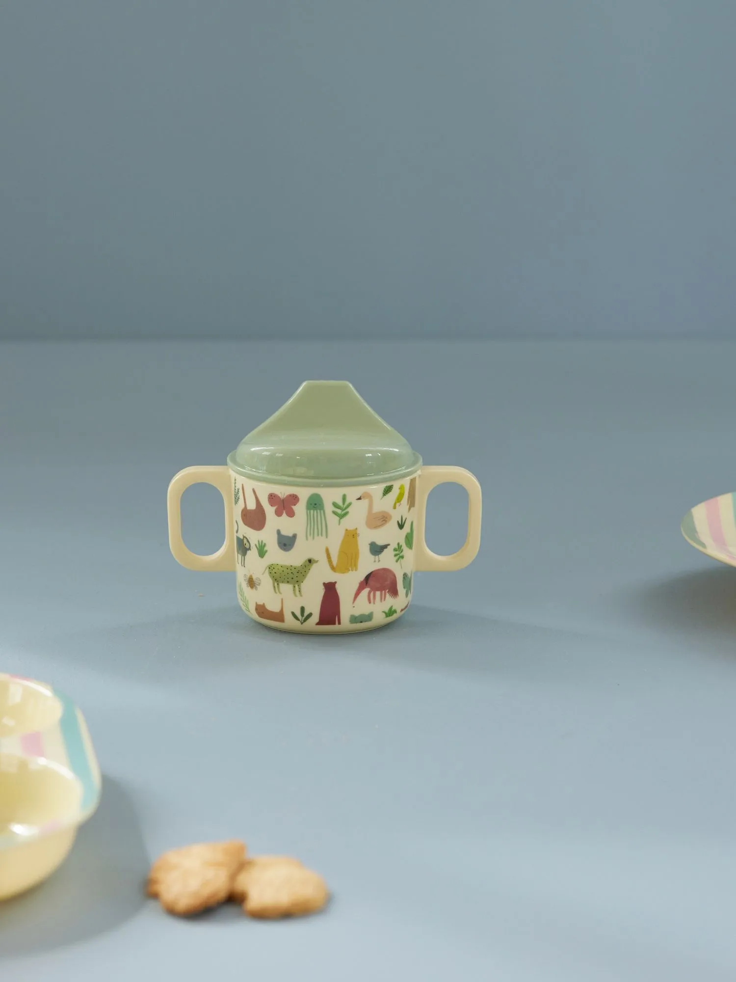 Rice børnekrus med to hanke 20 cl, Sweet Jungle Print-Cream RICE