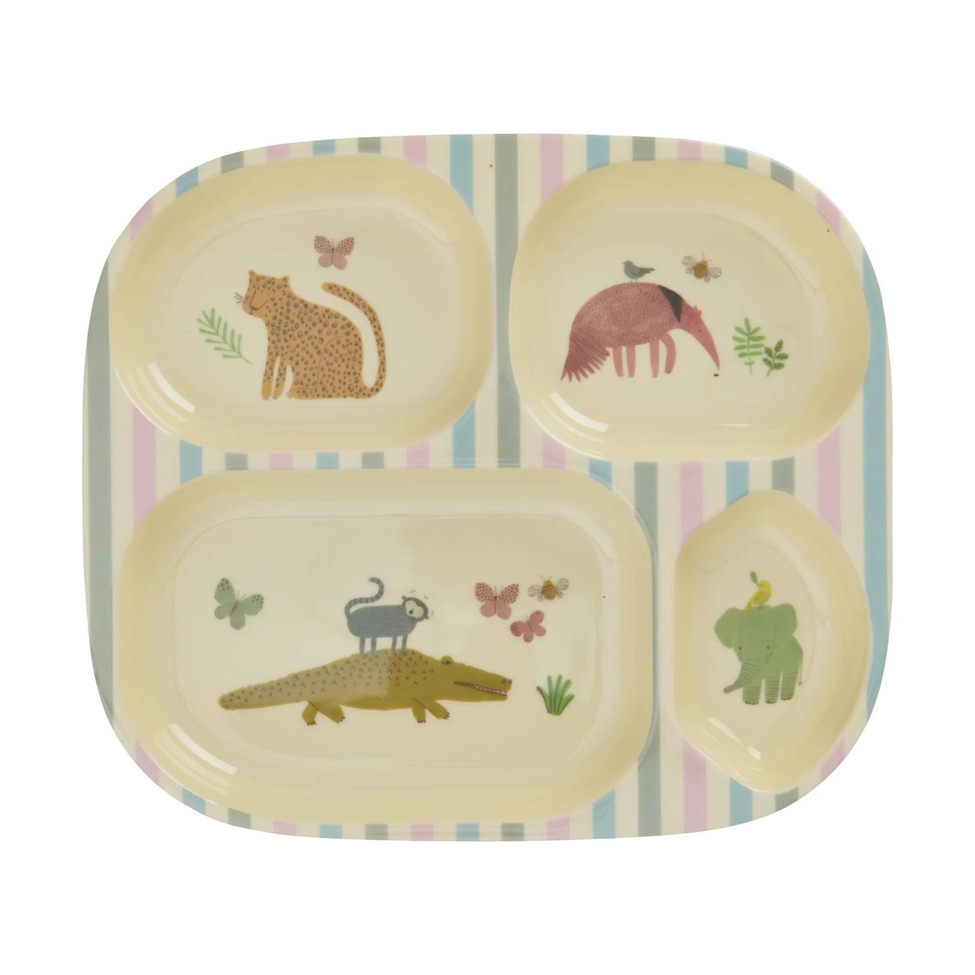 Rice børnetallerken melamin 4 rum, Sweet Jungle Print RICE