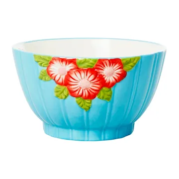 Rice Embossed Flower keramikskål Ø14,5 cm - Mint - RICE
