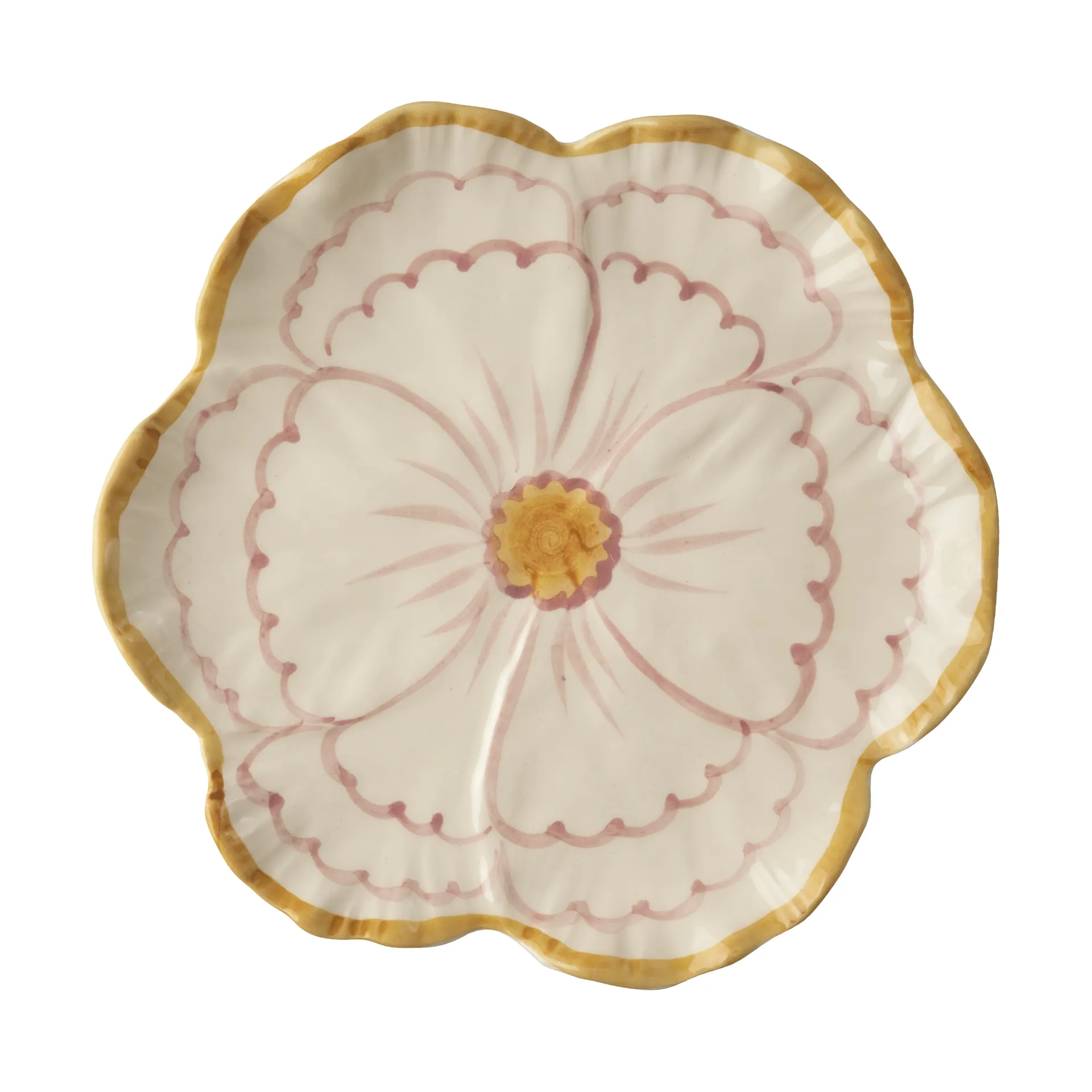 Rice Flower tallerken Ø19,5 cm, Yellow border RICE