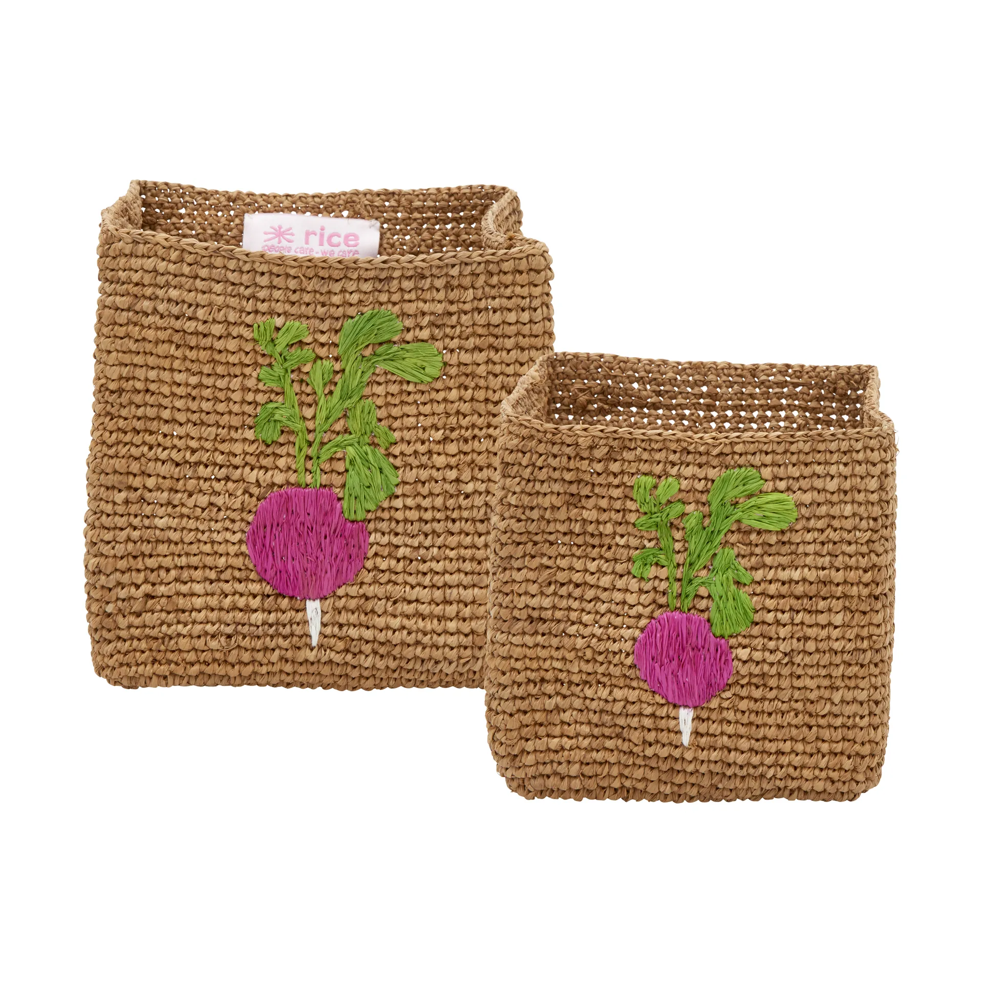 Rice Raffia opbevaringskurv 2 dele, Radish Embroidery-Tea RICE