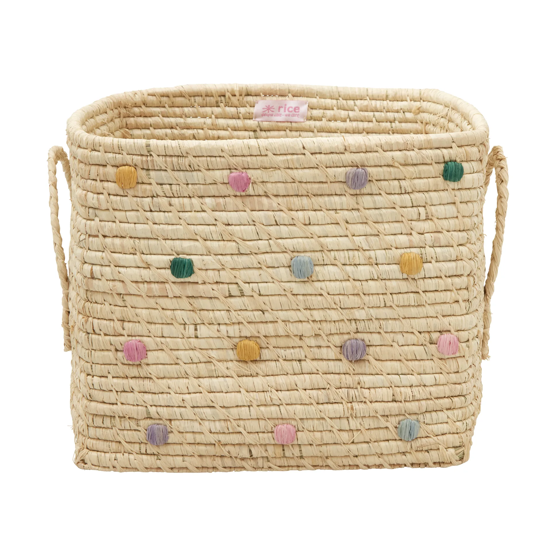 Rice raffia opbevaringskurv prikket, Dove Blue RICE