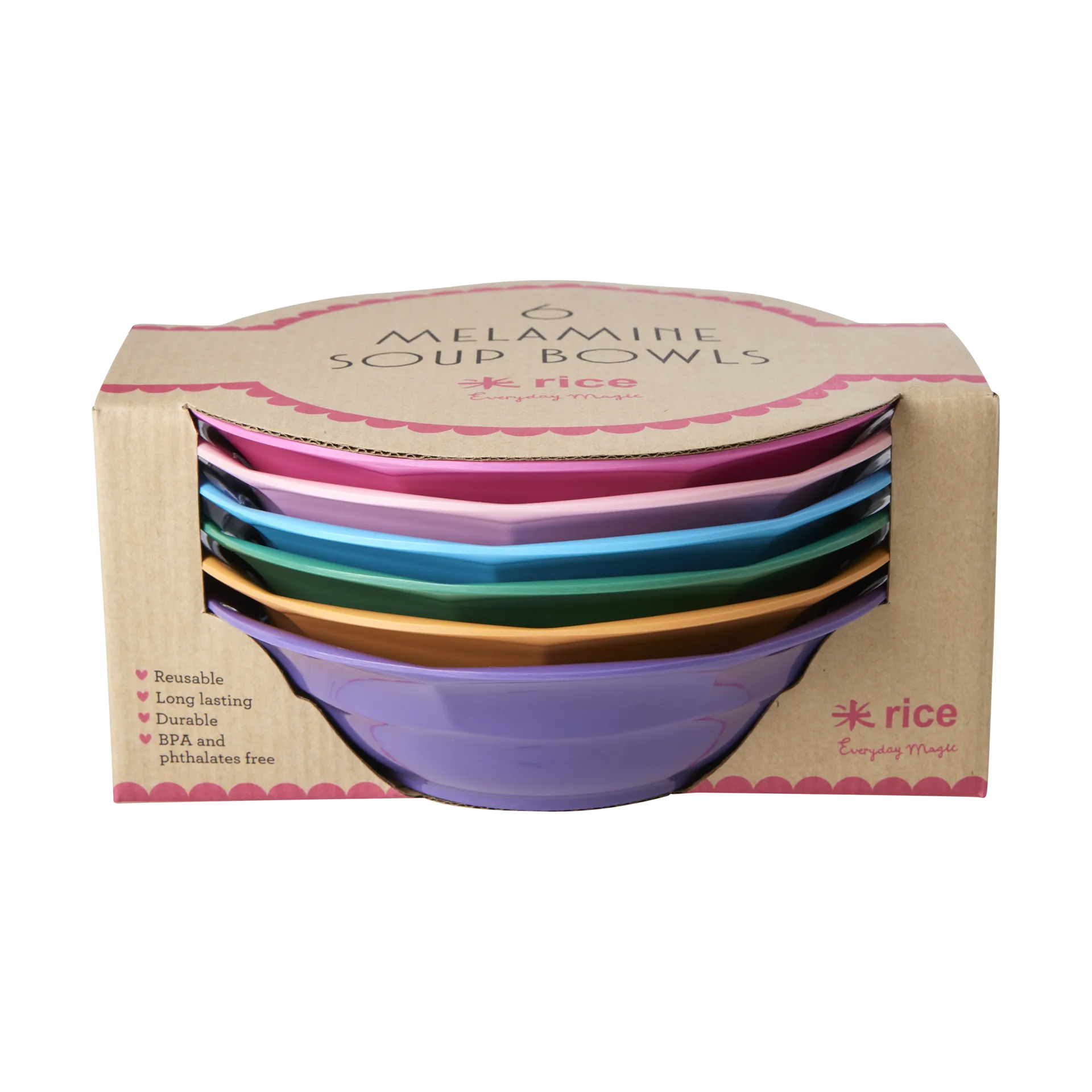 Rice suppetallerken melamin Ø19 cm 6 dele, Multicolor RICE