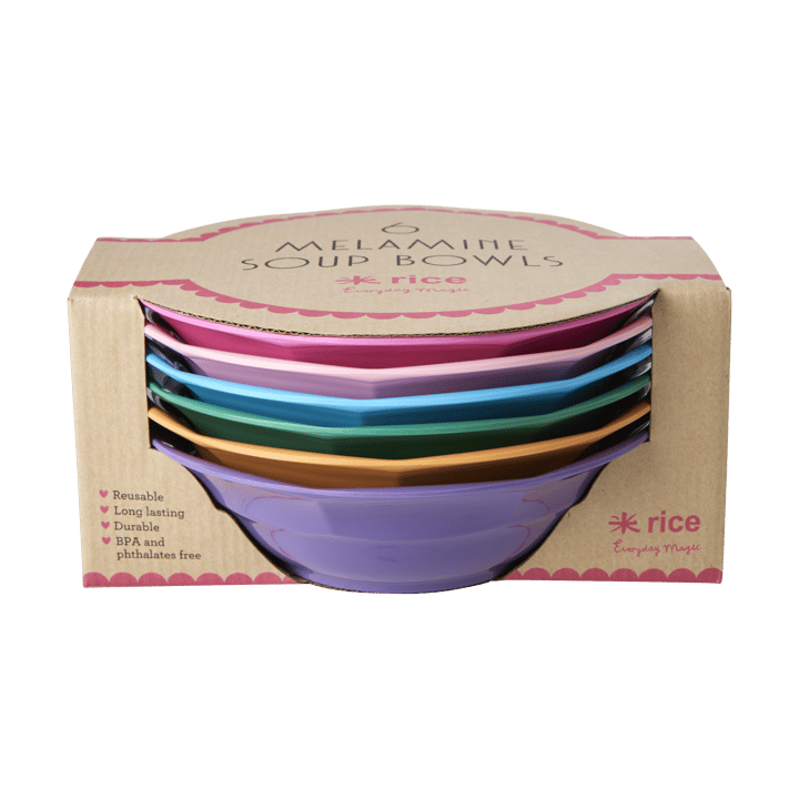 Rice suppetallerken melamin Ø19 cm 6 dele - Multicolor - RICE