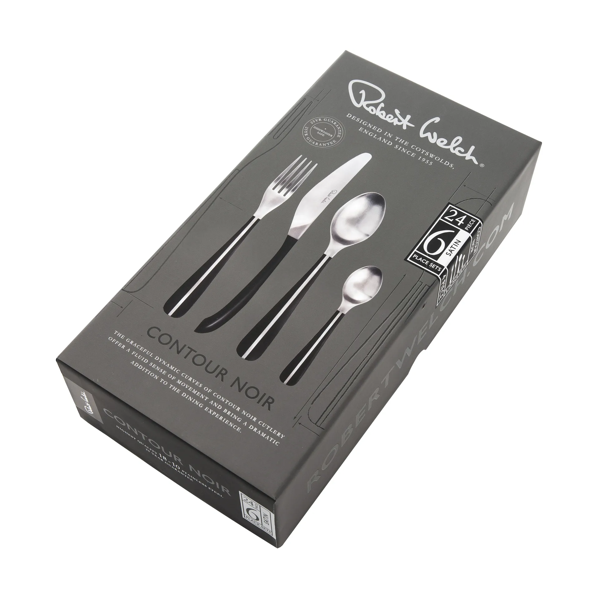 Contour bestik 24 dele, Sort Robert Welch