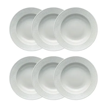 Swedish Grace dyb tallerken 25 cm 6-pak Tåge(grå) - Rörstrand